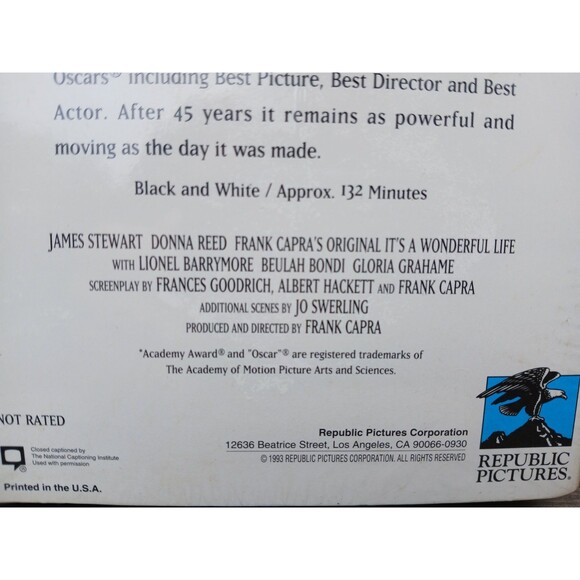 Its a Wonderful Life (1946) (VHS, 1993, Original Uncut Version) BRASS ORNAMENT - Picture 3 of 5